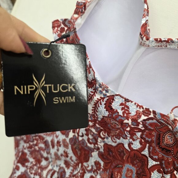 NEW Niptuck Women’s Sakina Floral Joanne One Piece Slimming Swimsuit size 8 Red - Picture 8 of 12
